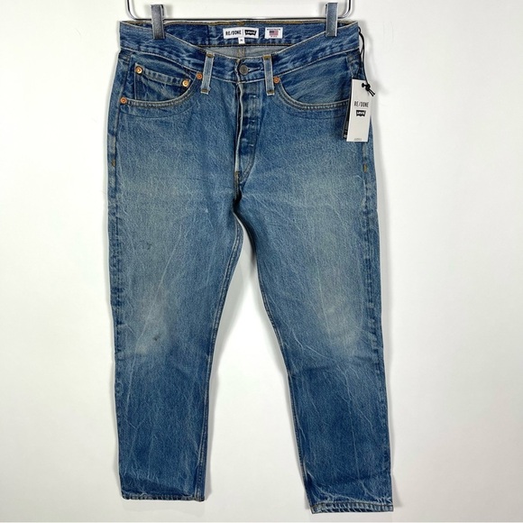 RE/DONE Crop Low Slung Jeans Reconstructed Levi’s - Picture 9 of 16